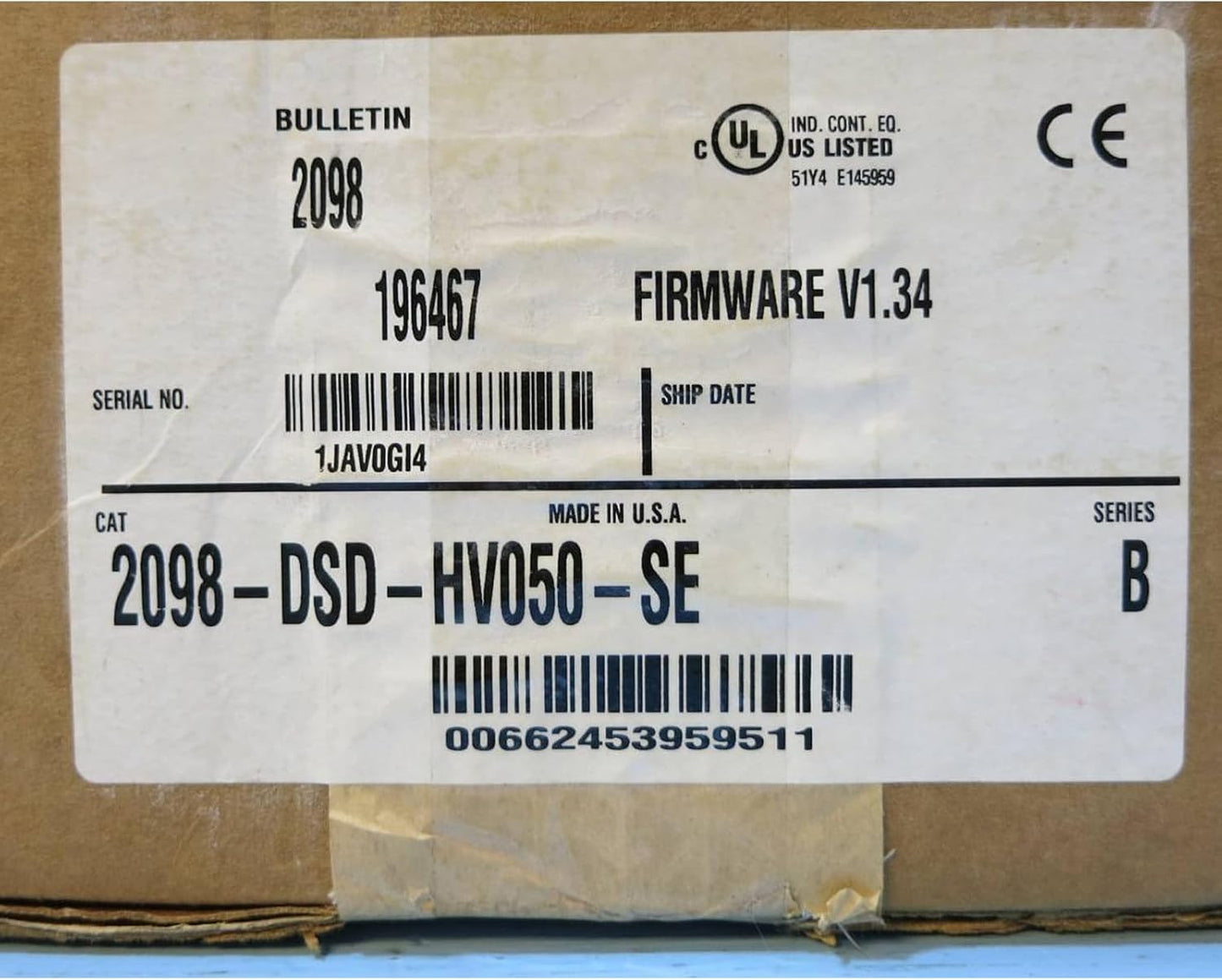 New Allen-Bradley 2098-DSD-HV050-SE SERVO DRIVE 2098DSDHV050SE